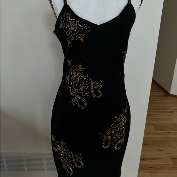 Night out dress black gold spaghetti straps - Picture 6 of 12